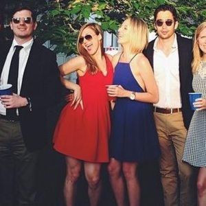 Bright Red Pleated Cocktail Dress